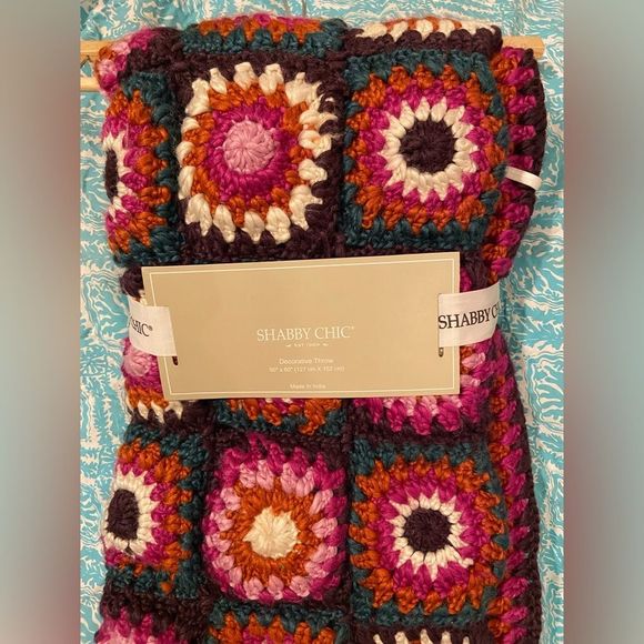 Shabby Chic Other - NEW Shabby Chic 50x60” Granny Square Afghan Blanket Quilt Throw